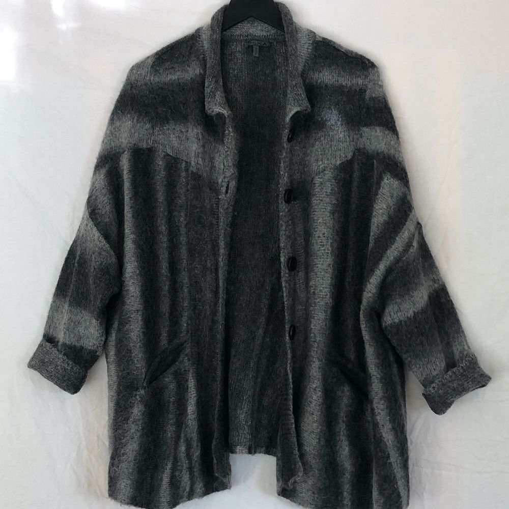 Womens OSKA Button front sweater Black and grey